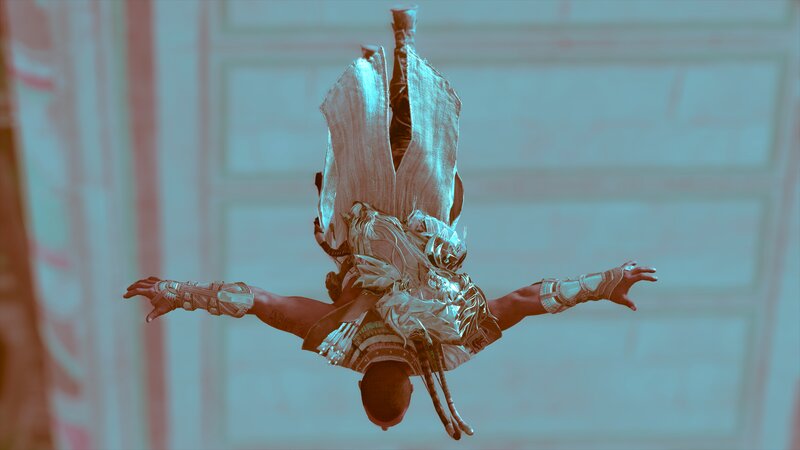 Character in Mid-air Descent — Teal