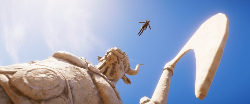 Character in Mid-air Jump — Blue
