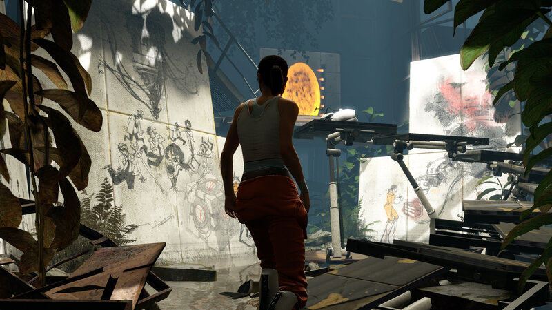 character in orange pants walking