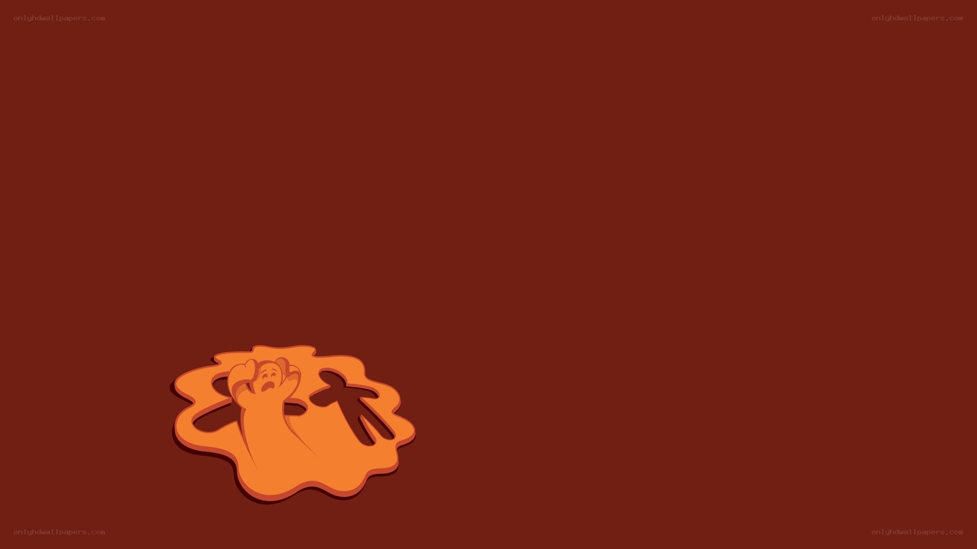 character in orange puddle
