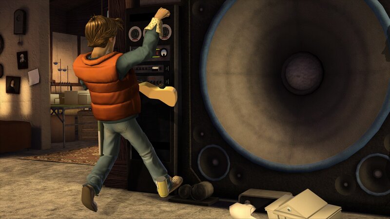 character in orange vest near speaker