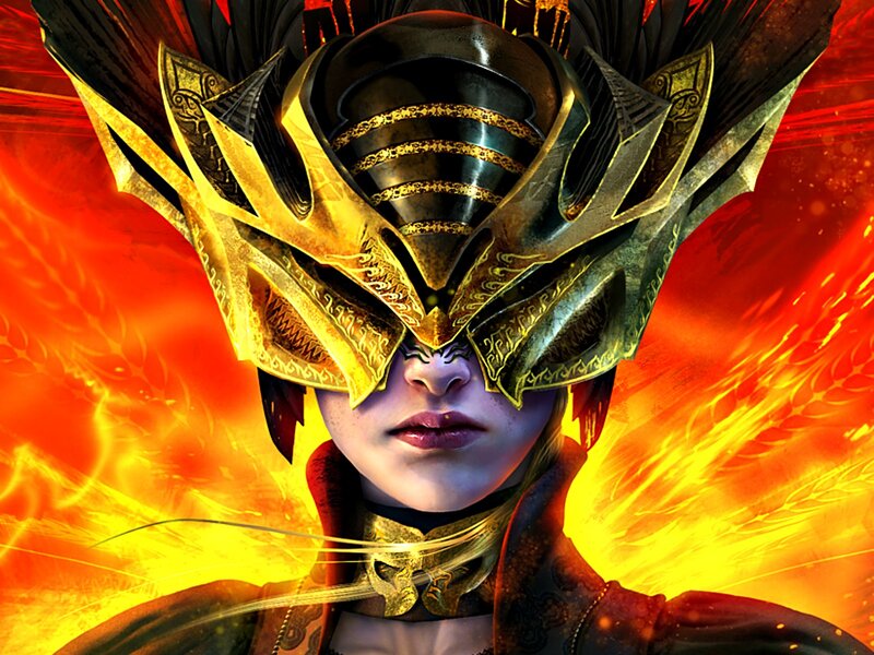 Character in Ornate Helmet — Red
