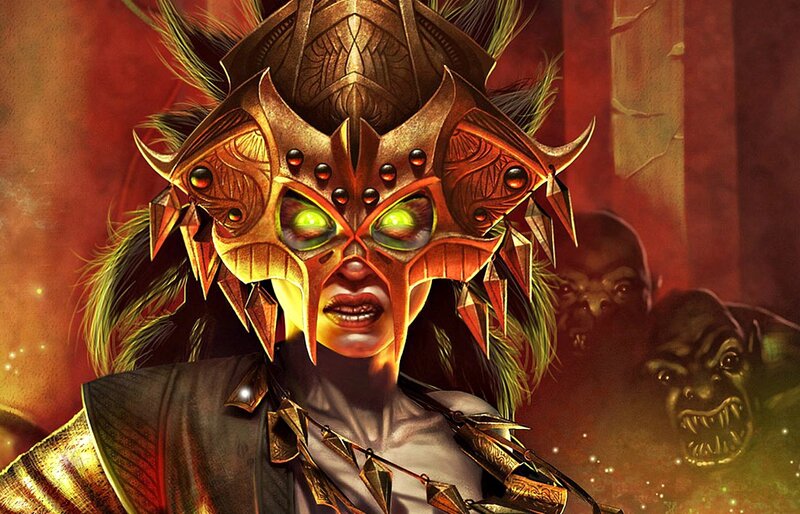 Character in Ornate Mask — Red