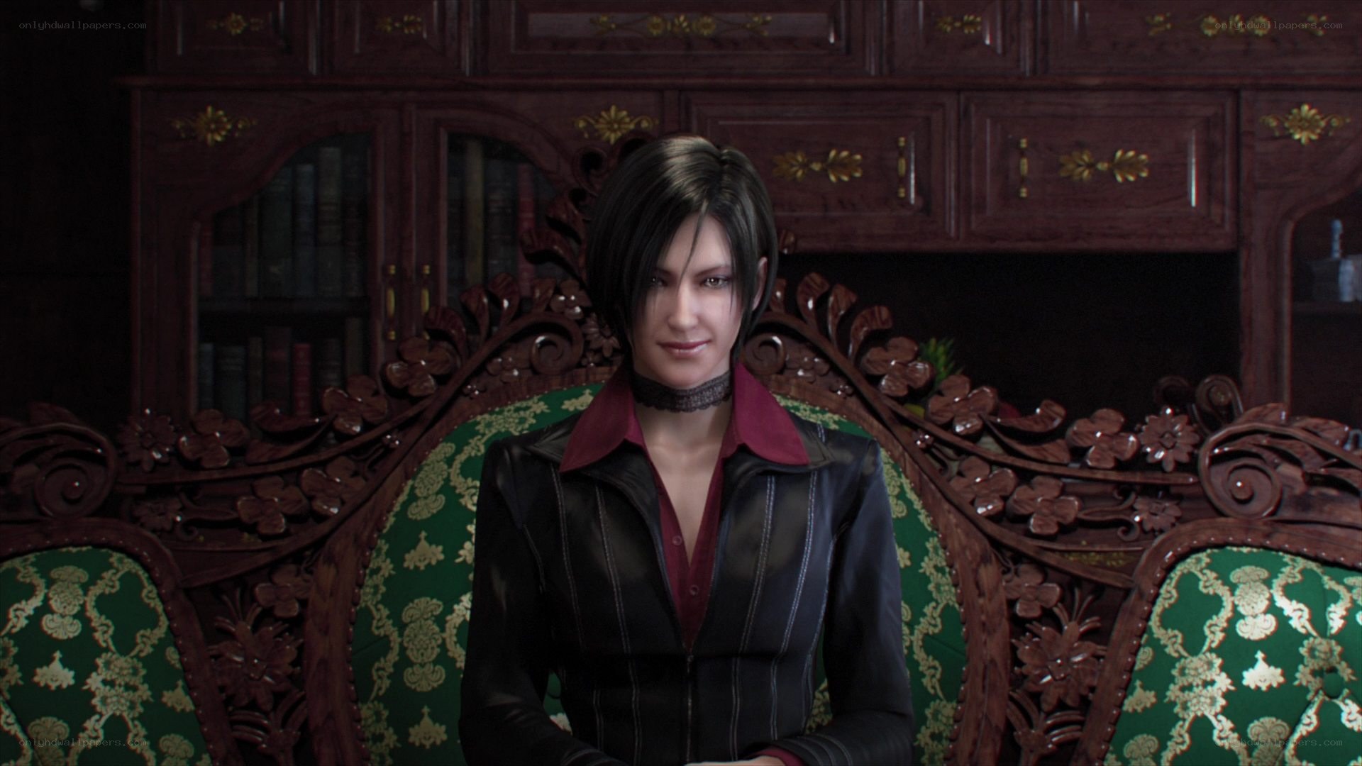 character in ornate room