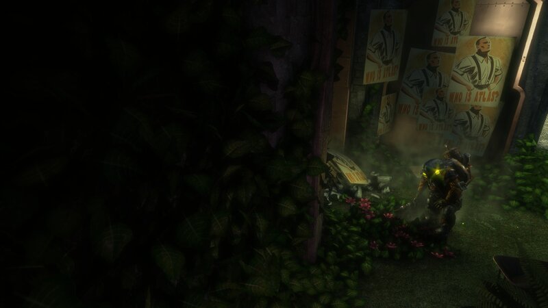 Character in overgrown alley