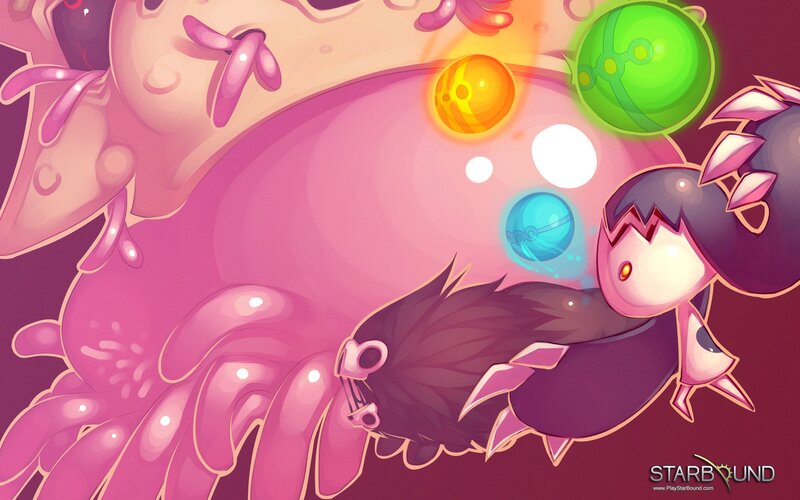 character in pink alien environment