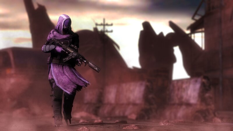 Character in Purple Cloak — Dramatic, Sunset