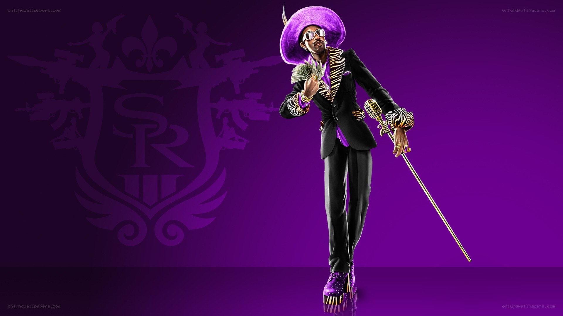 character in purple suit