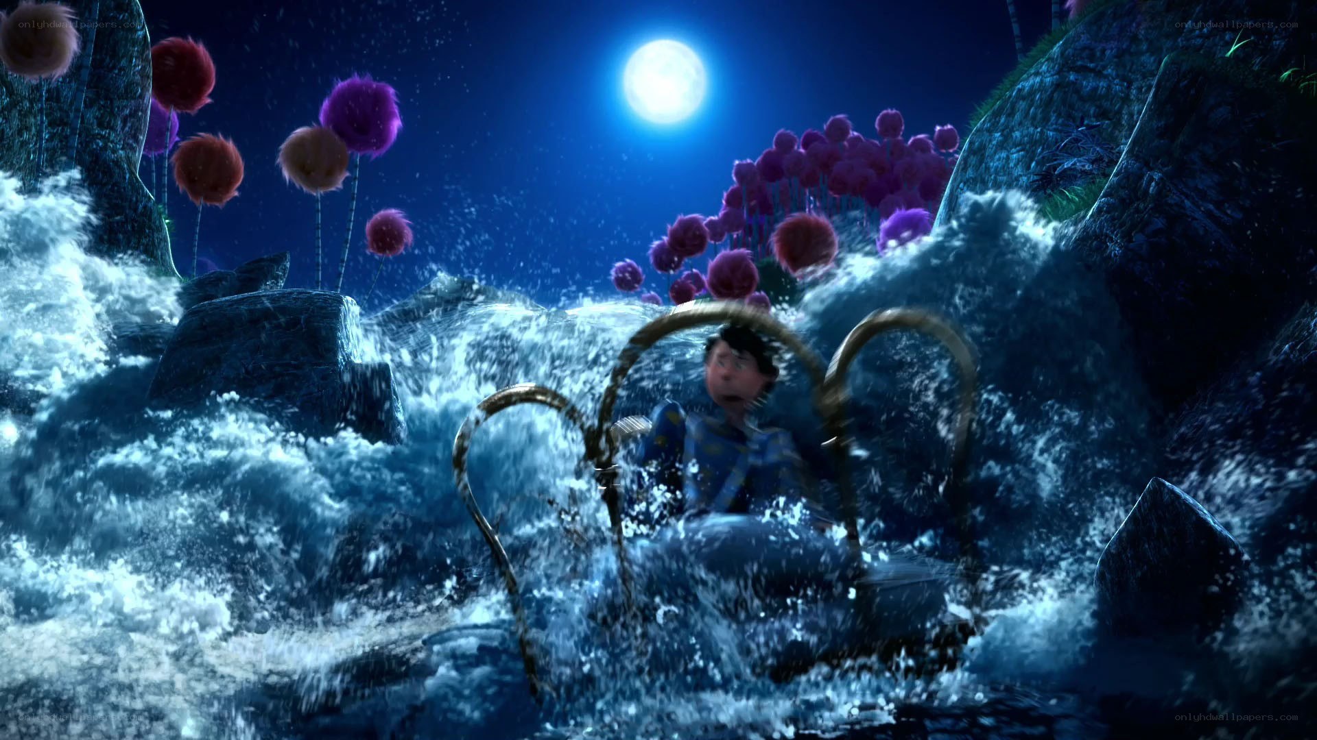 character in raft on river