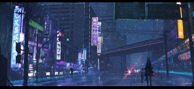 Character in Rain — Blue