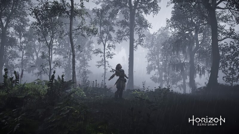 Character in Rainy Forest — Gray