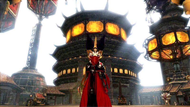 Character in Red Cloak — Dramatic, 3d Render, Pagoda