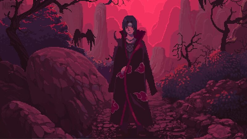 Character in Red Cloak — Dramatic, Night, Pixel Art