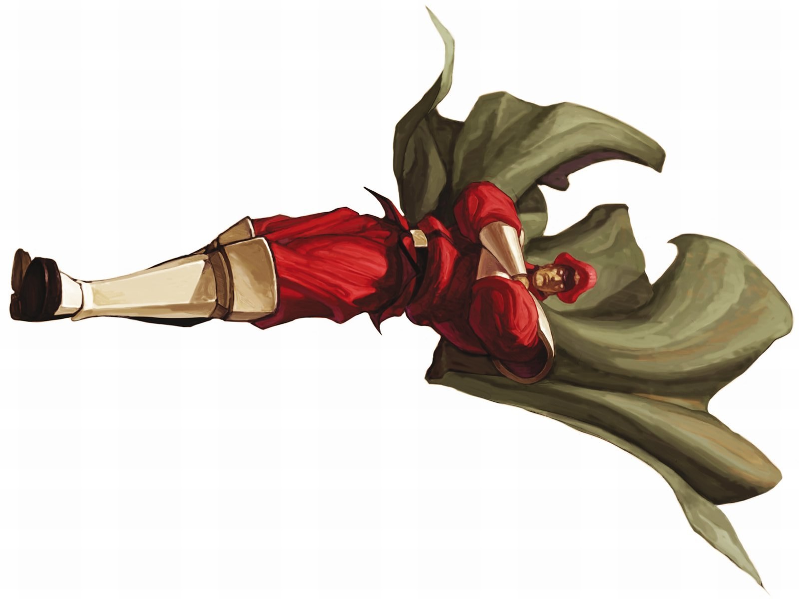 character in red outfit falling