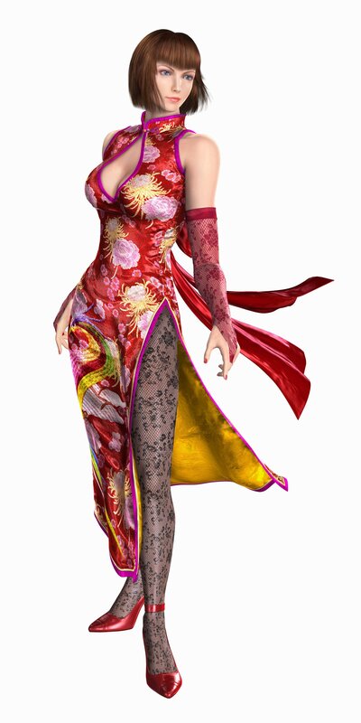 character in red qipao dress