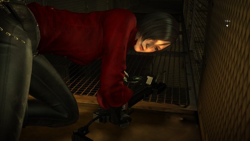 character in red shirt crouching