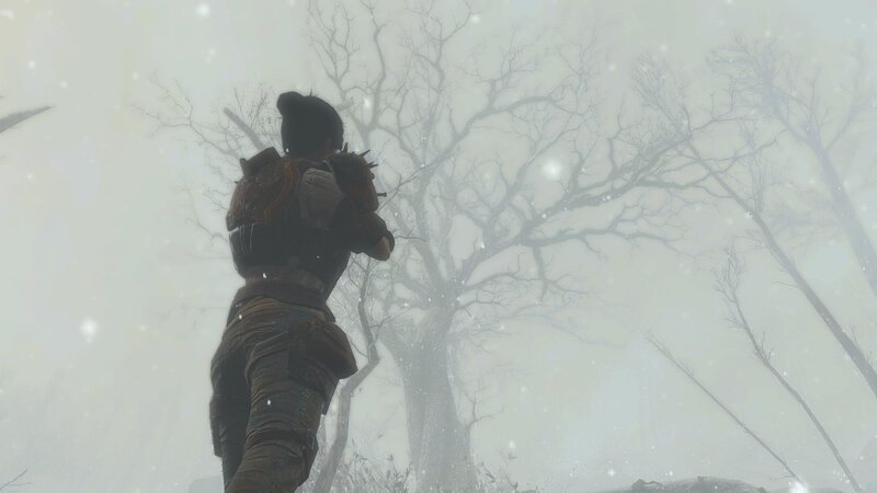 Character in Snowy Forest — Gray
