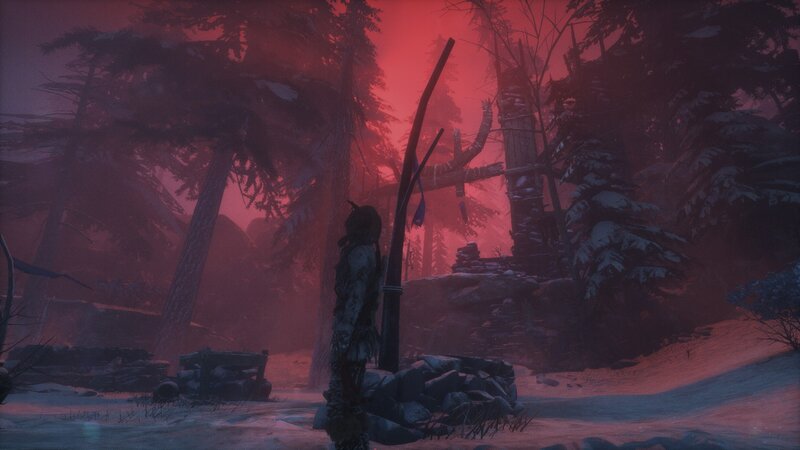Character in Snowy Forest — Red