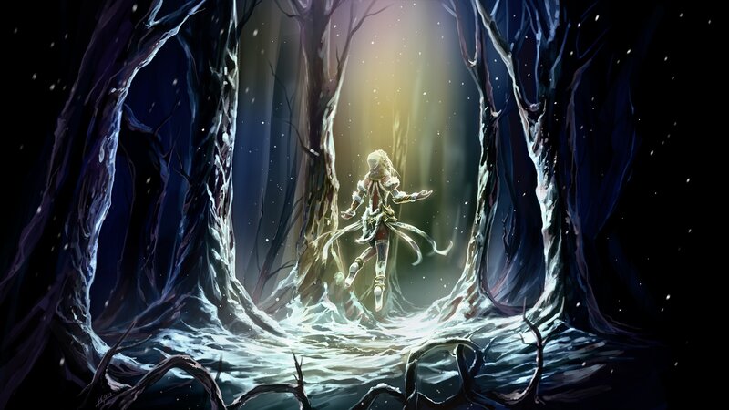 Character in Snowy Forest — White, Dramatic