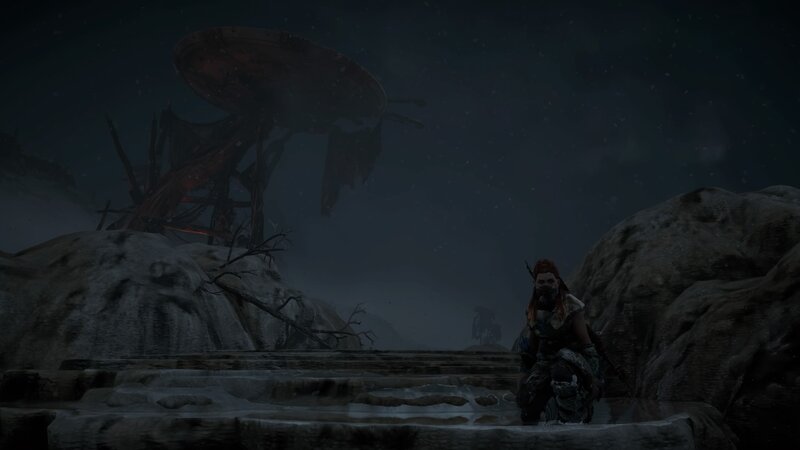 Character in Snowy Landscape — Gray, Dark, Desolate