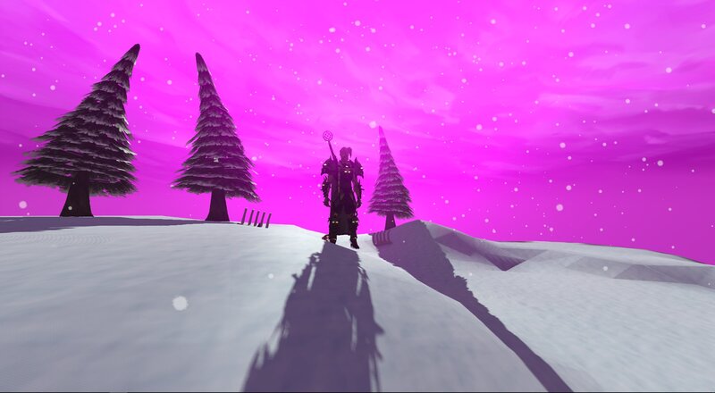 Character in Snowy Landscape — Pink