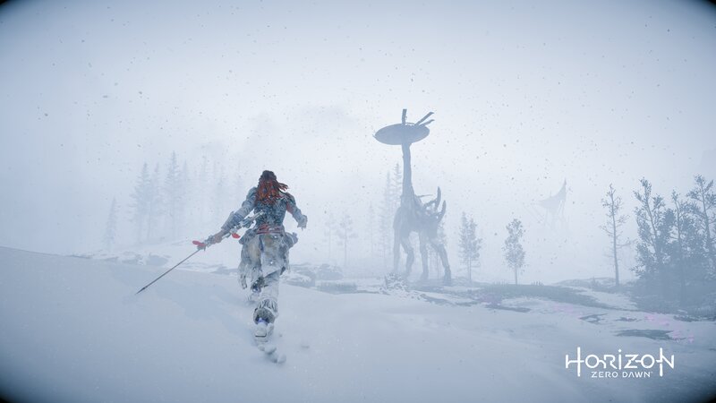 Character in Snowy Landscape — White, Cold, Misty