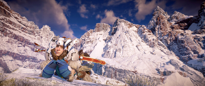 Character in Snowy Mountains — White, Dramatic