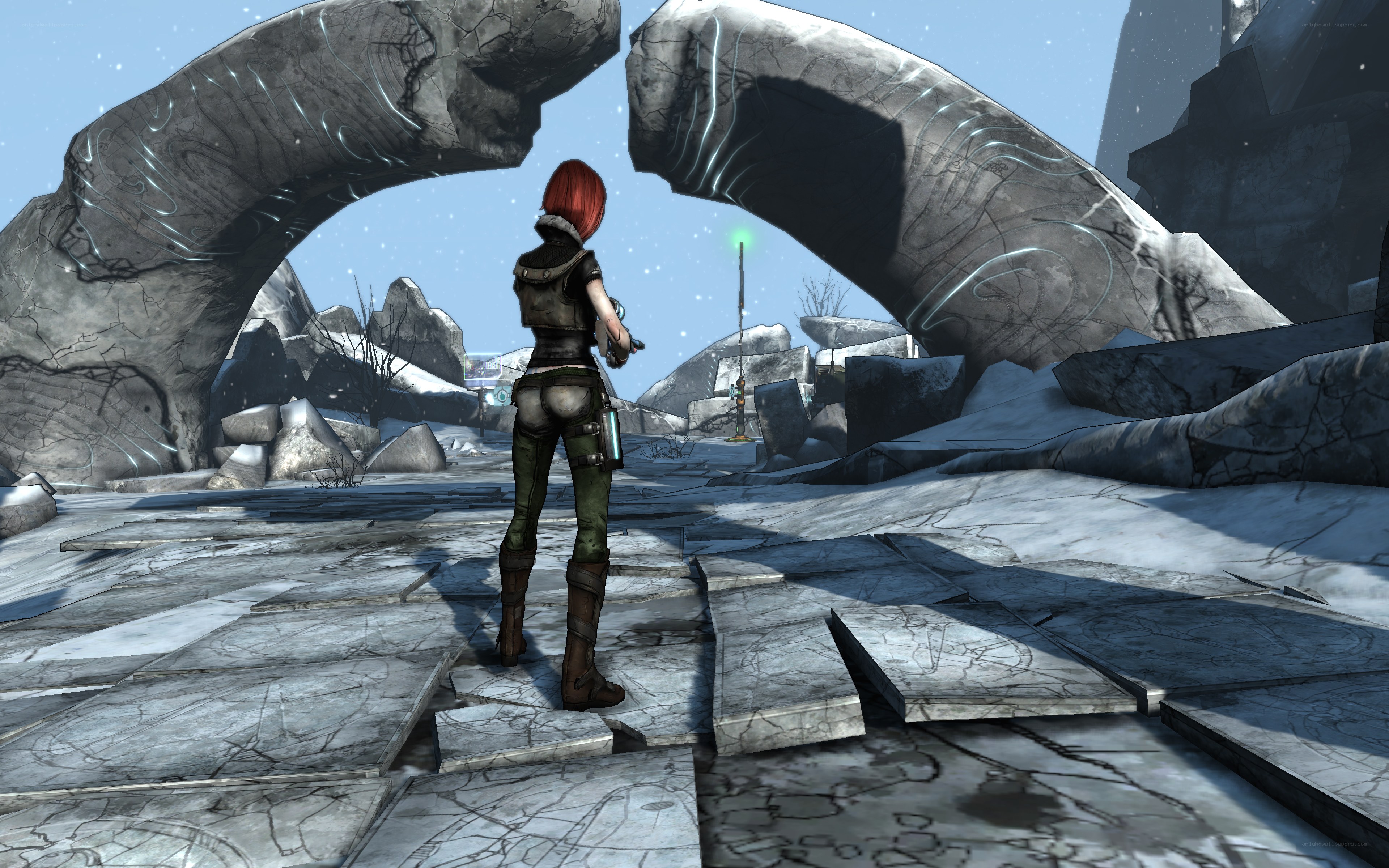 character in snowy ruins