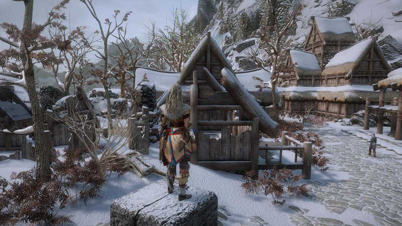Character in Snowy Village — White