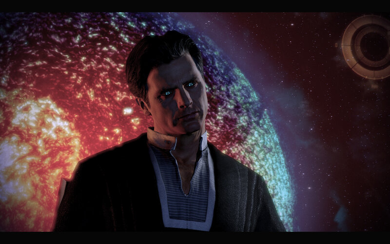 Character in space with planet