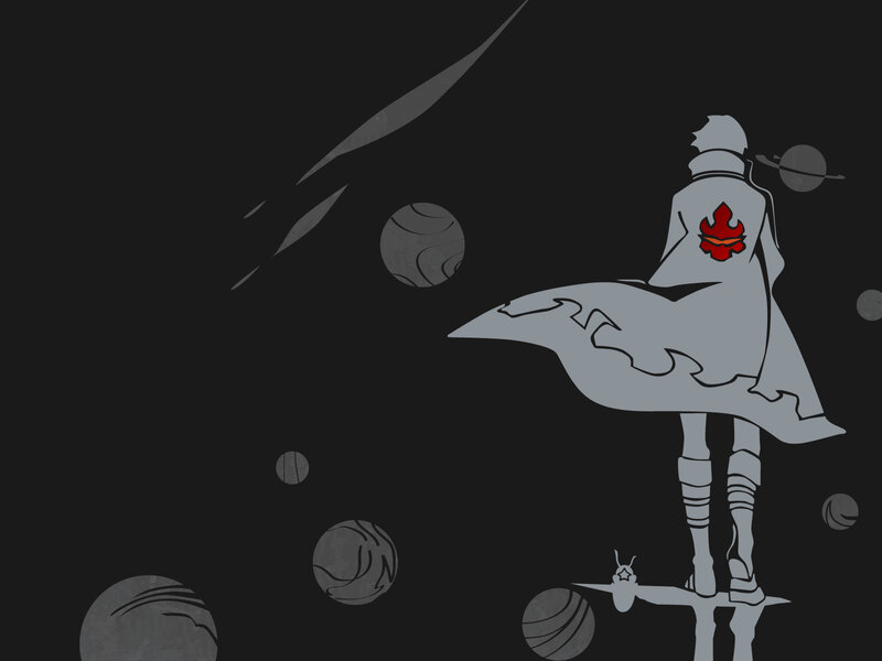 character in space with planets