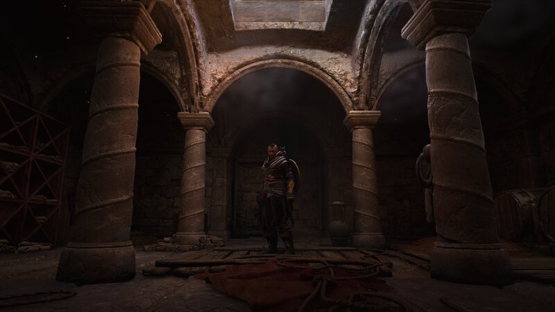 Character in Stone Corridor — Brown
