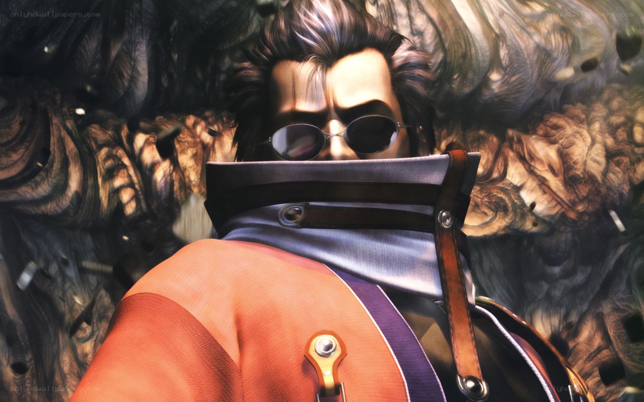 character in sunglasses and high collar
