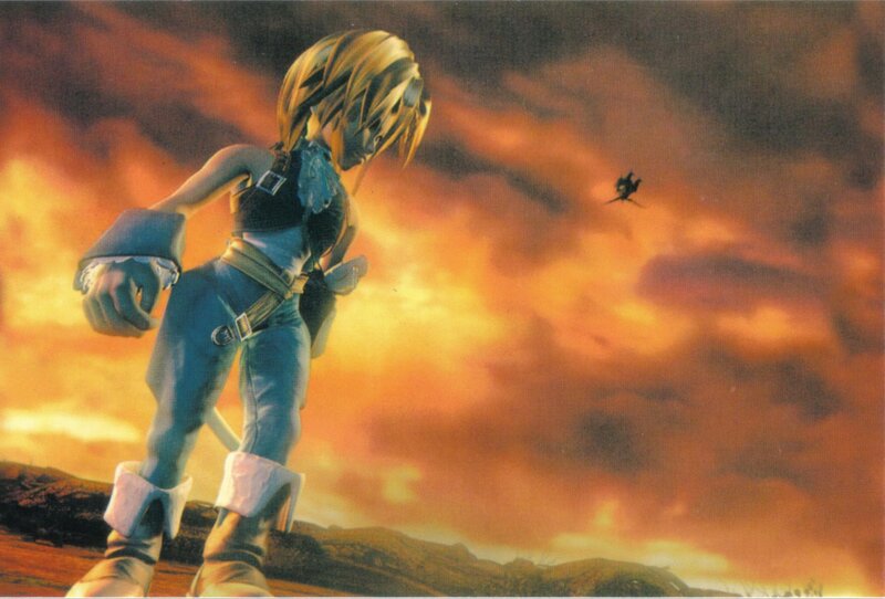 character in sunset landscape