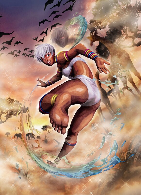 Character in water attack