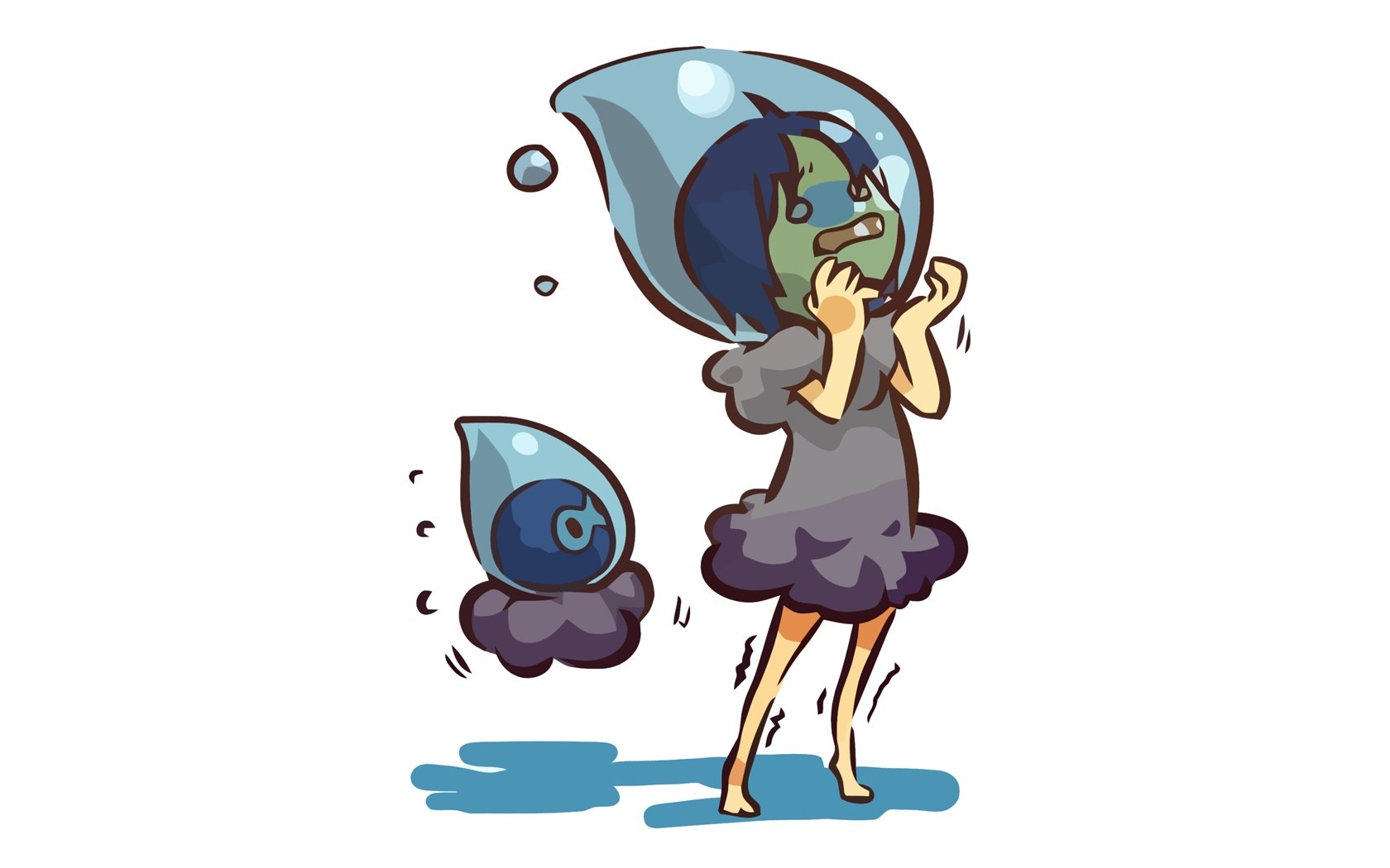 character in water bubble