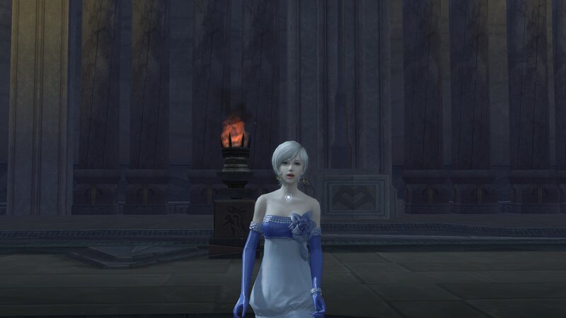 character in white and blue dress
