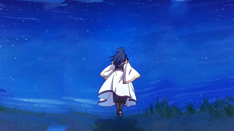 Character in White Robe — Blue, Serene