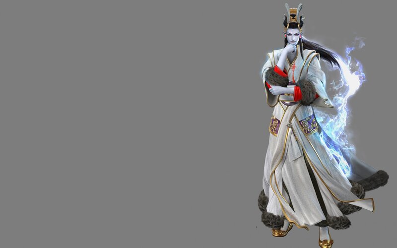 Character in White Robe — Dramatic