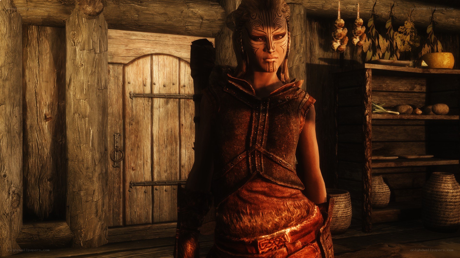 character in wooden hut