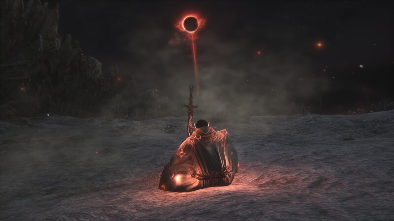 Character Kneeling in Snow