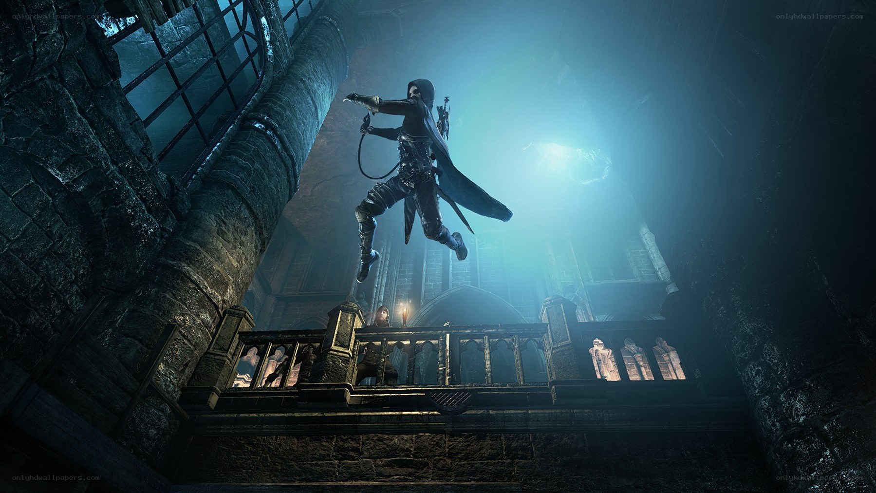 Character leaping in dark castle