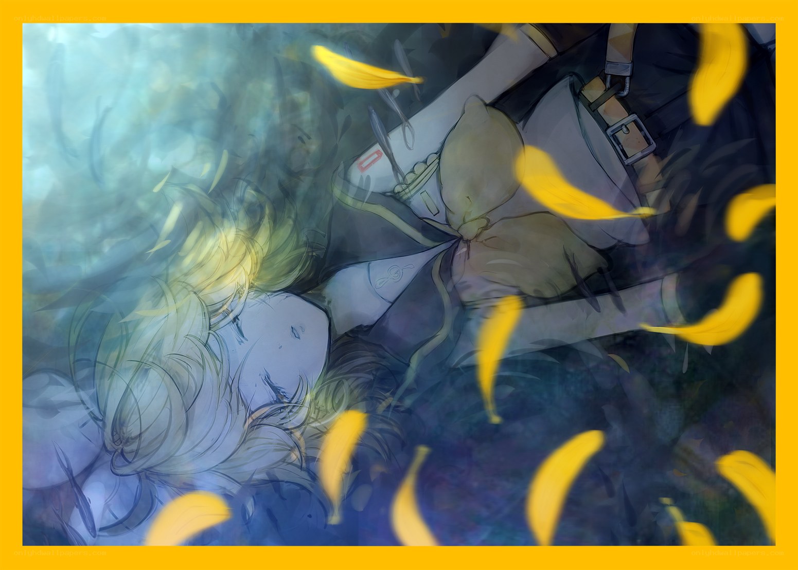 character lying in water