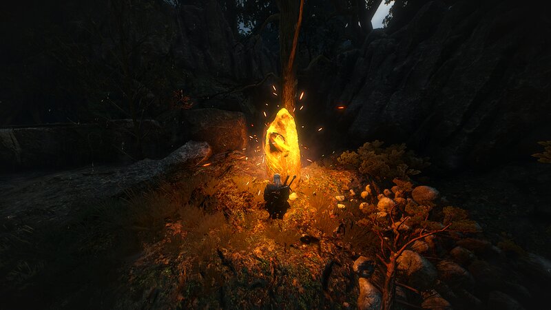 Character Near Glowing Stone