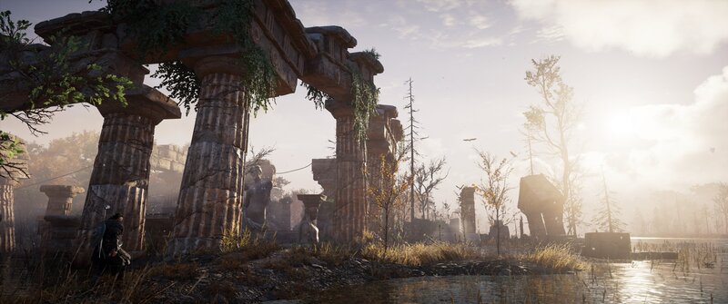 Character Near Ruins — Brown