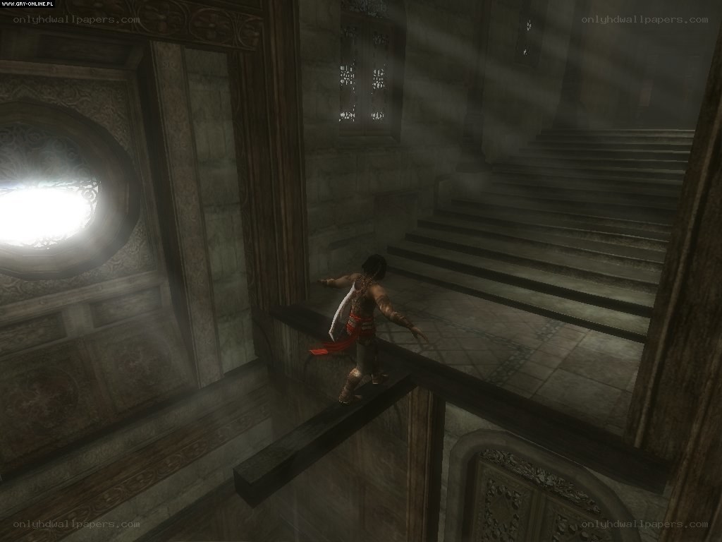 character on a beam in a castle
