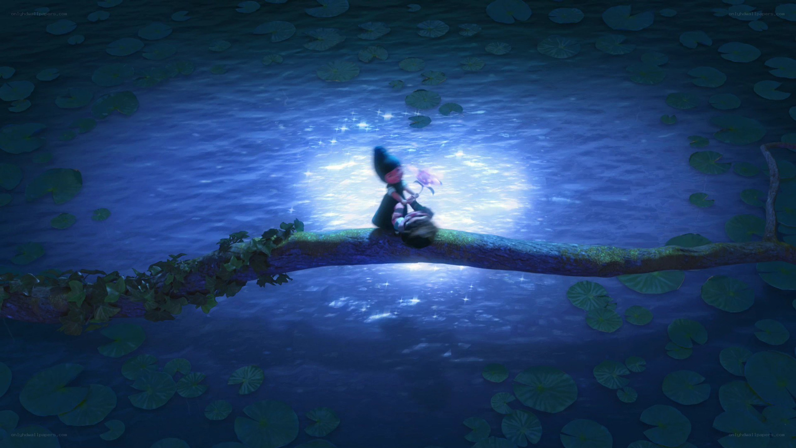 character on a branch at night