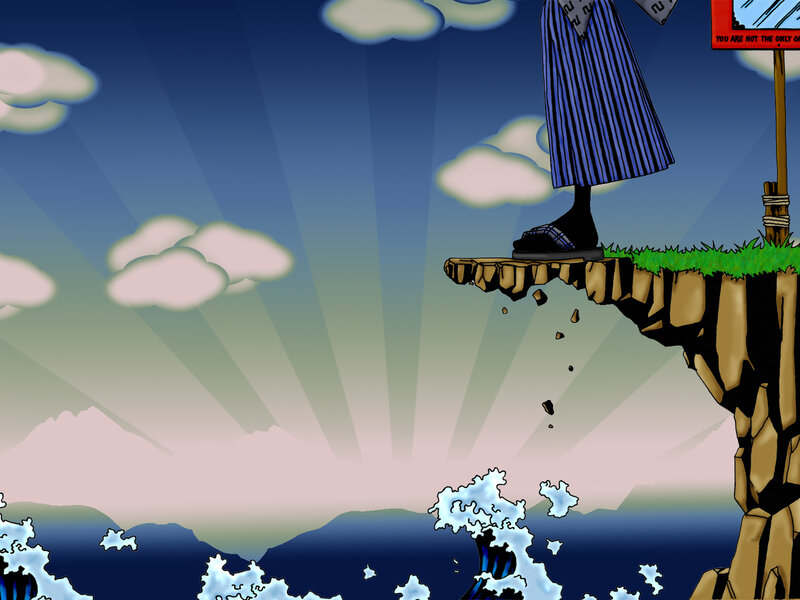 Character on a cliff edge