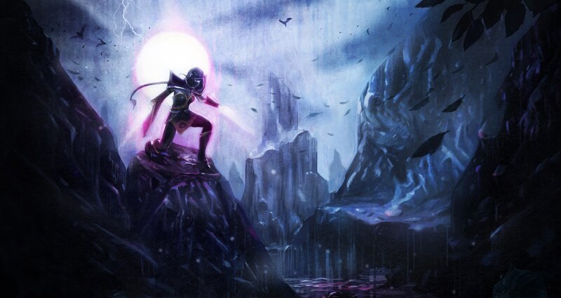 Character on a Cliff — Purple, Dramatic, Night, Digital Art
