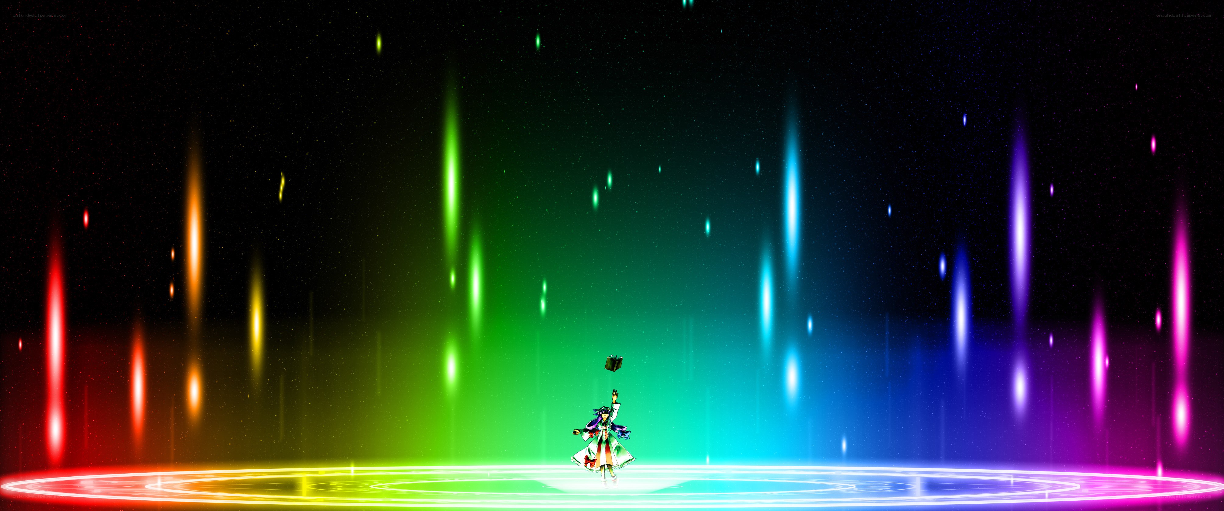 character on a colorful stage